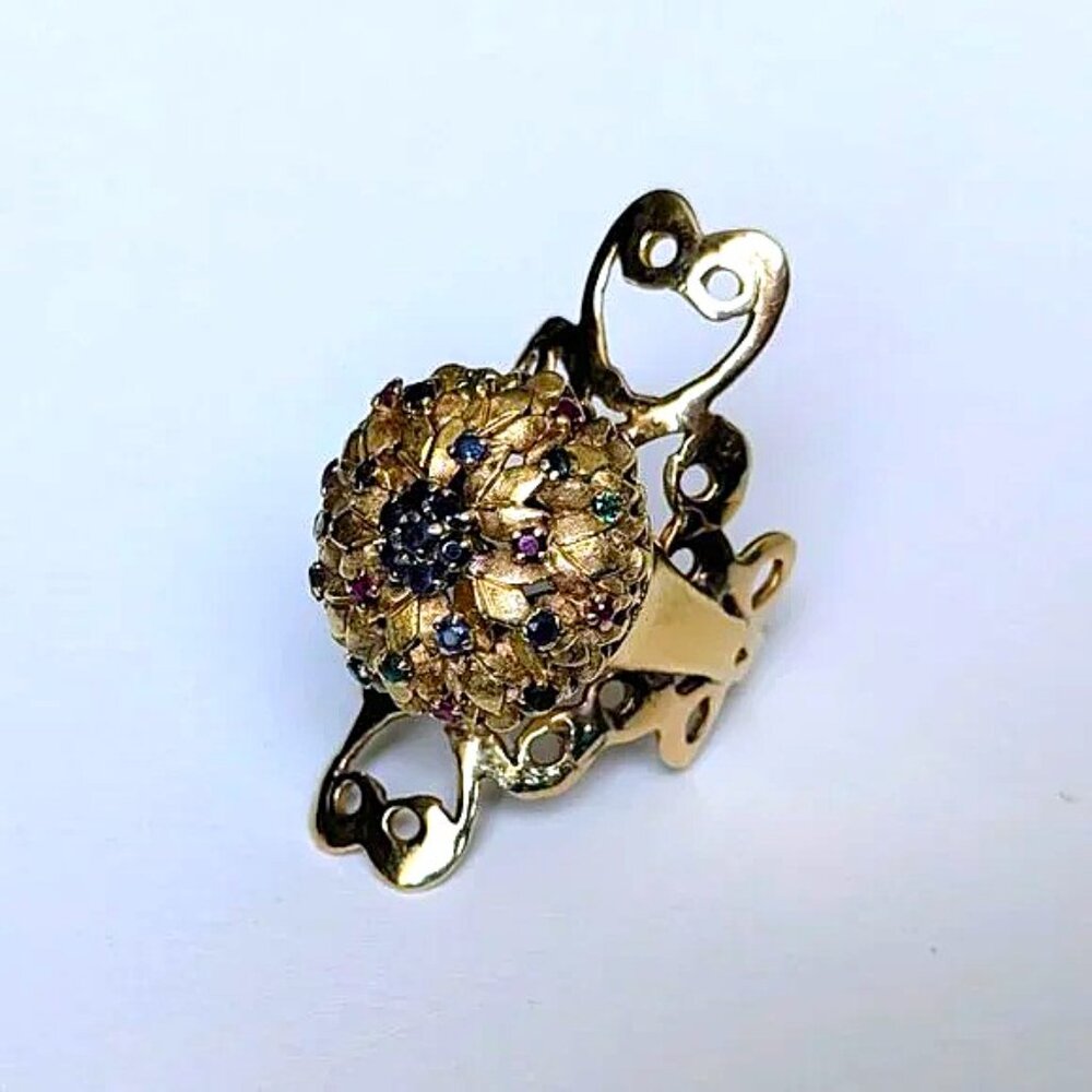 Antique Large Solid 14k Yellow Gold Ruby Sapphire… - image 6